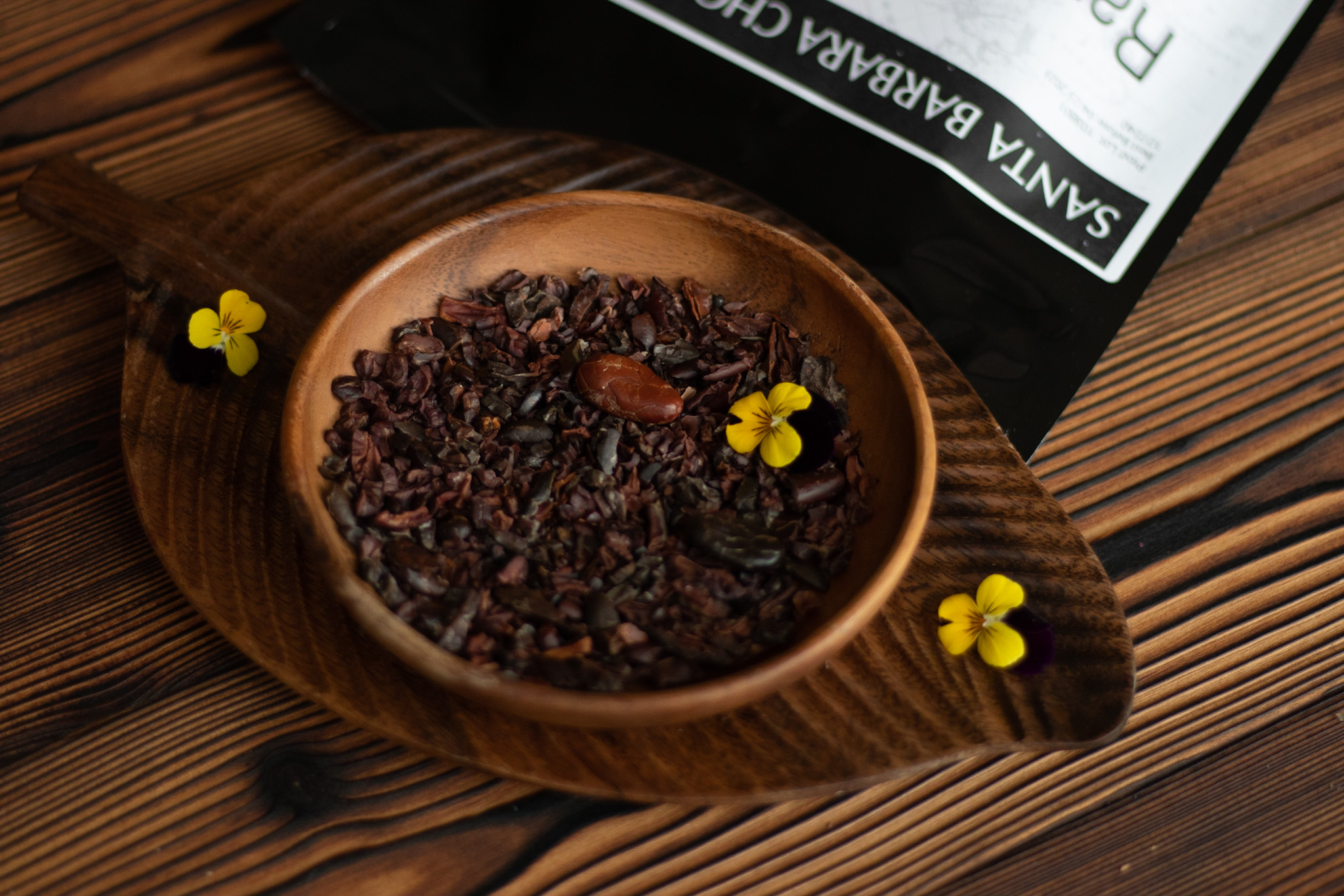 cacao beans crushed into cocoa nibs