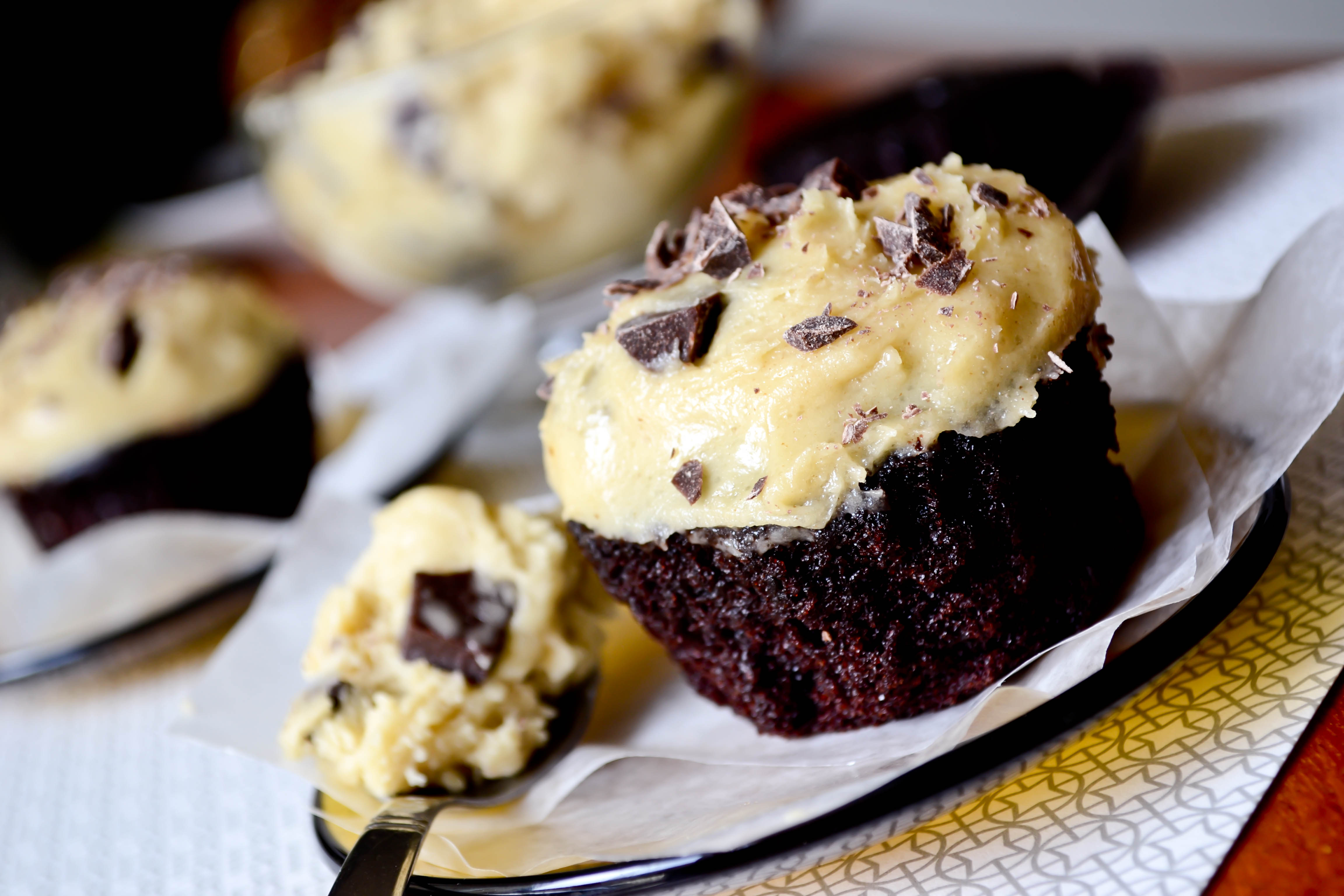 Chocolate Cupcakes with Cookie Dough Frosting