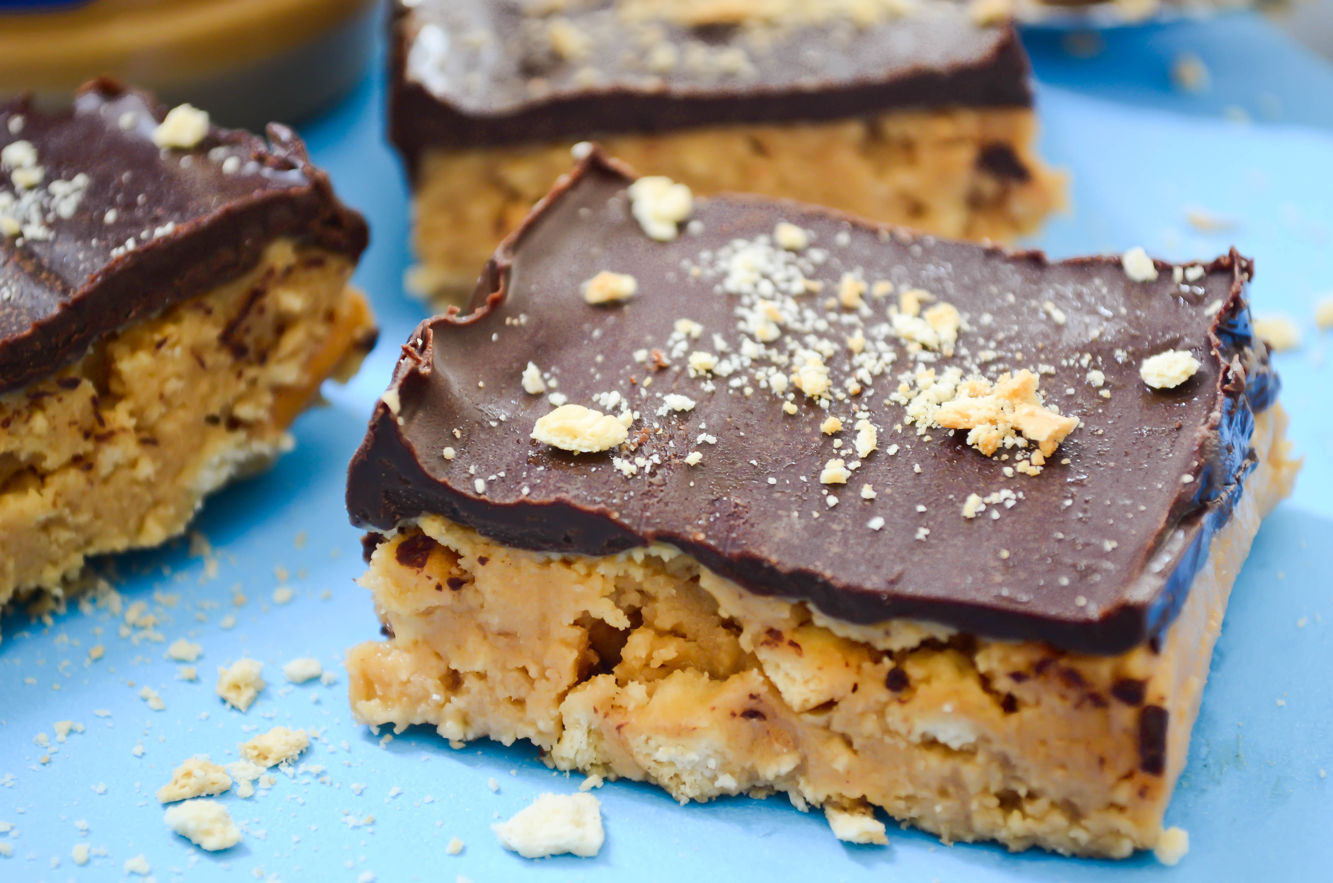 no bake peanut butter bars with chocolate
