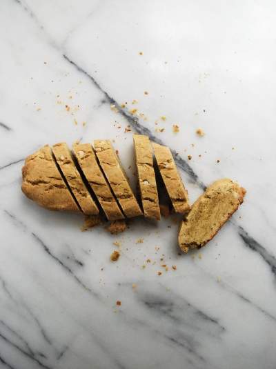 White Chocolate Biscotti with Pistachio Butter